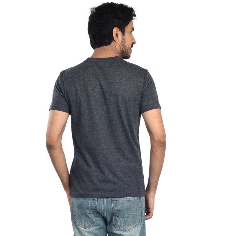 Clothe Funn Men's Round Neck Regular Fit, T-Shirt, Navy Melange