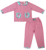 Clothe Funn Girls Full Sleeve Co-Ord Set, Pink & T.Blue AOP