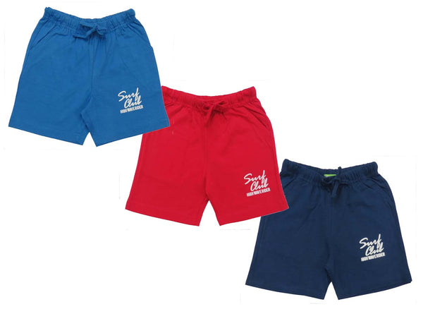 Clothe Funn Boys Regular Shorts Coral/Navy/Sky Blue Combo:-18 (Pack Of 3)