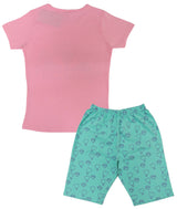 Clothe Funn Girls Nightwear/Girls Co Ord Set, Pink & Mint AOP