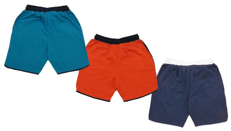 Clothe Funn Boys Regular Shorts Orange, Navy, T.Blue Combo:-16 (Pack Of 3)