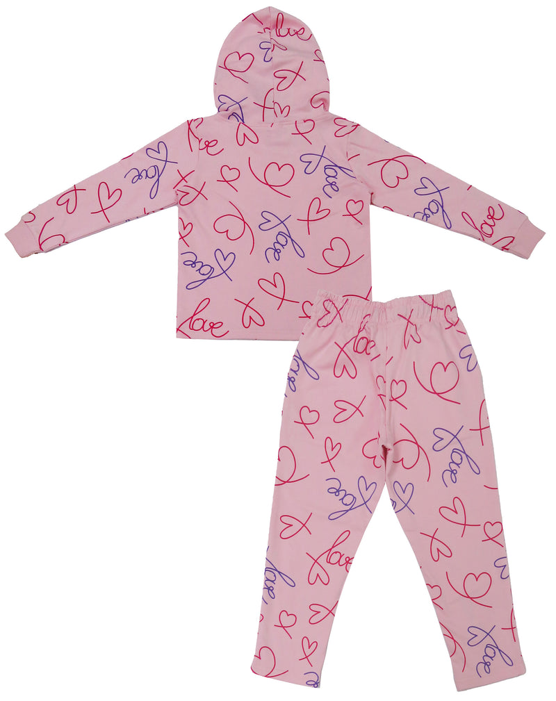 Clothe Funn Girls Track Suit, Hood Jacket & Track Pant, Lt. Pink