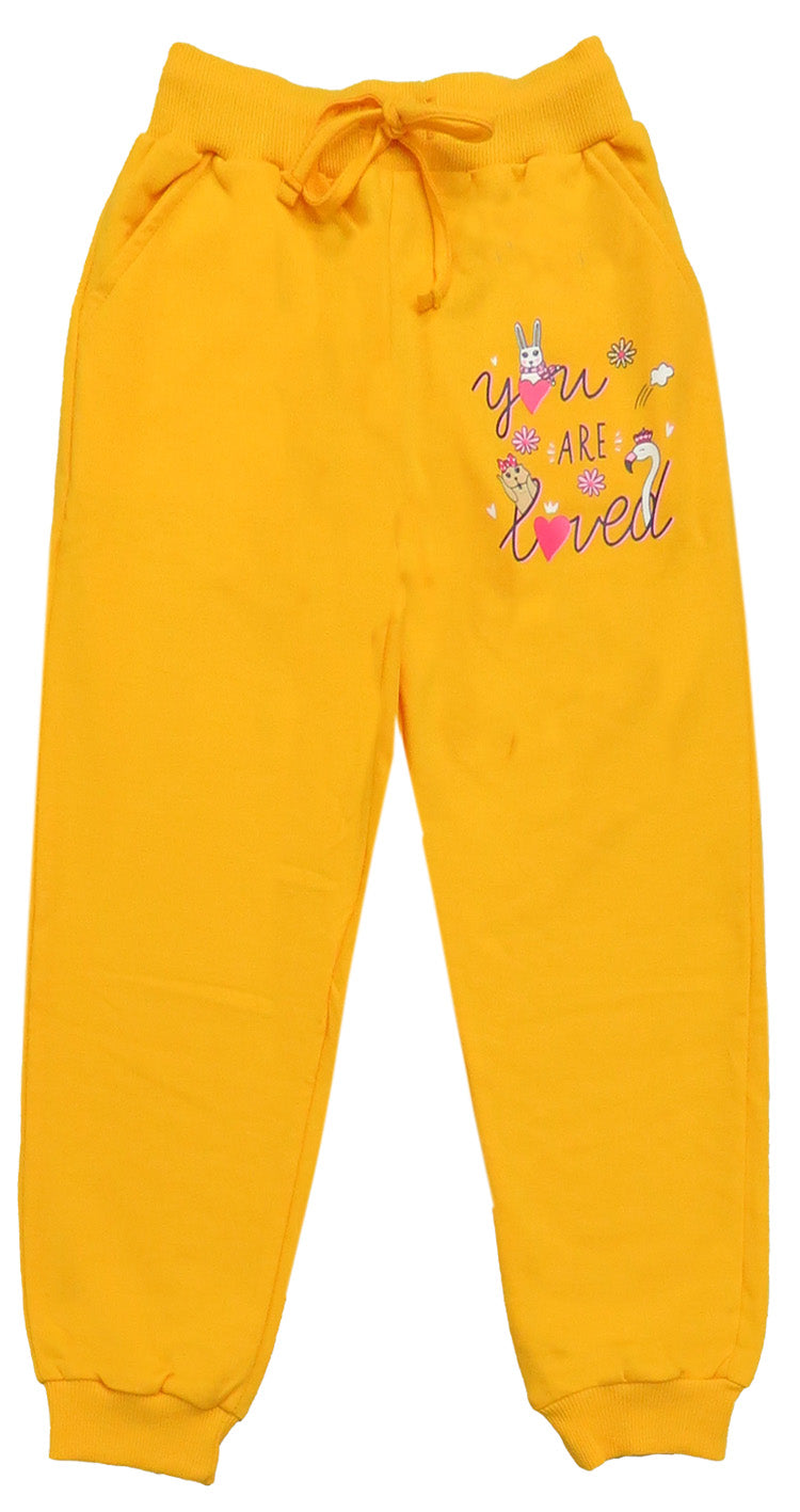 Clothe Funn Girls Track Pant Loop Knit Fabric, Fuschia & Gold (Pack of 2)