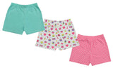 Clothe Funn Girls Printed Hot Shorts, Combo:-9 (White AOP/Pink/Mint) pack of 3