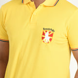 Clothe Funn Mens Polo T-Shirt Embroidery, Yellow