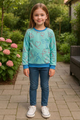 Clothe Funn Girls Fleece Sweatshirt, Mint