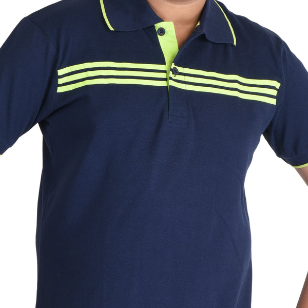 Clothe Funn Boys Polo T-Shirt, Navy (Stripes)