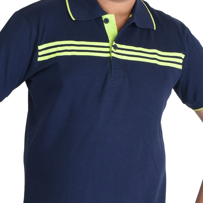 Clothe Funn Boys Polo T-Shirt, Navy (Stripes)