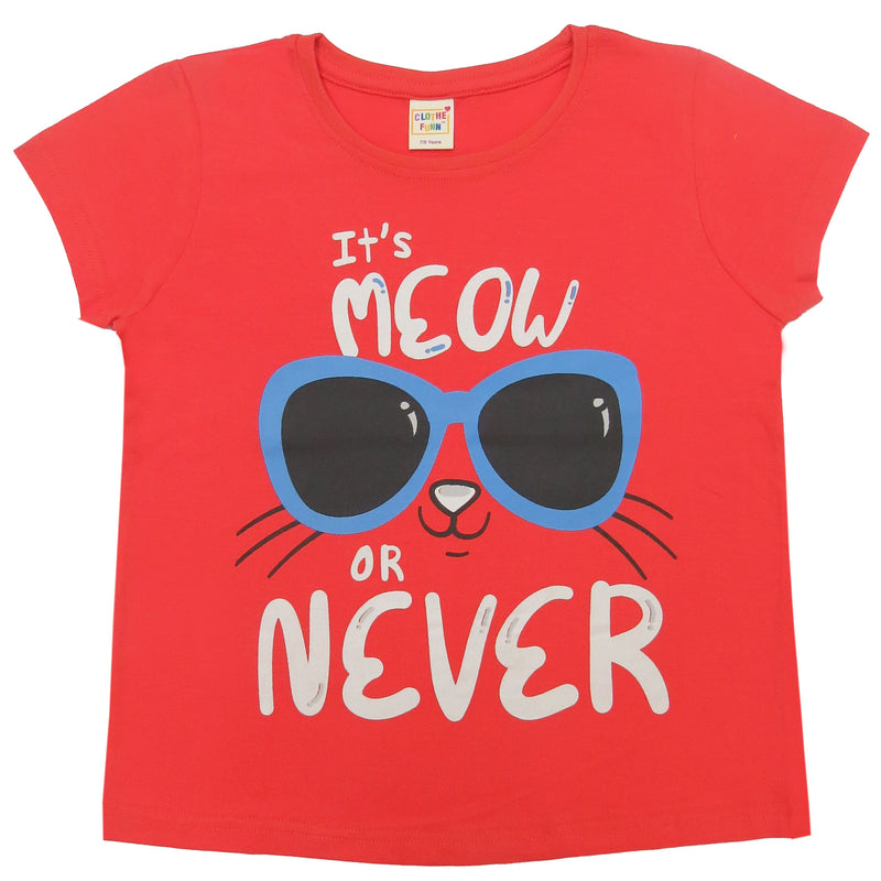 Clothe Funn Girls Printed Cotton Half Sleeves T-Shirt & Full Pant Nightwear Set, Coral & Sky