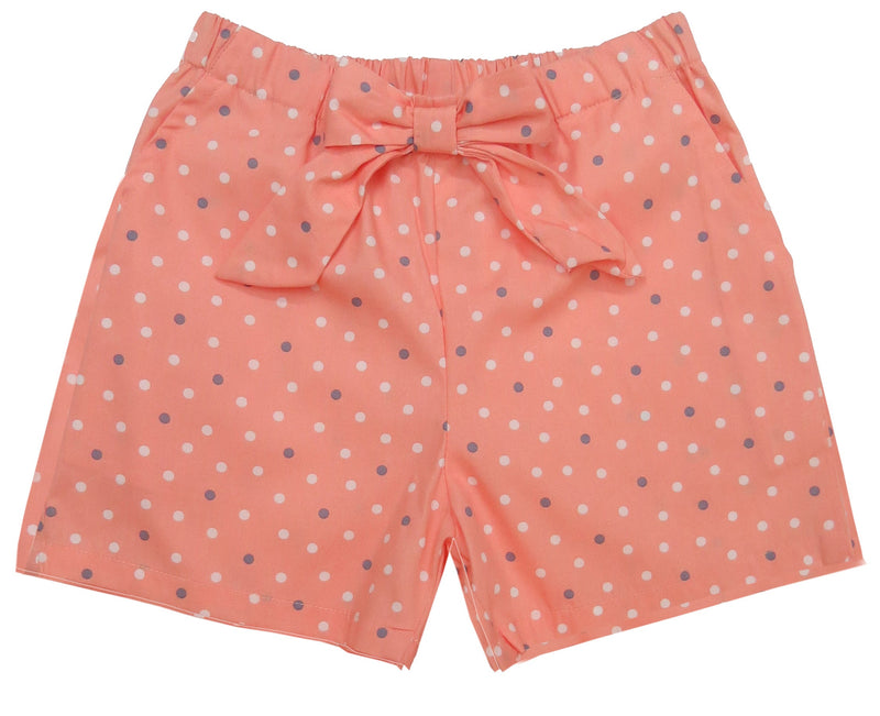 Clothe Funn Girls Co-ord Set, Short Set, Peach Polka