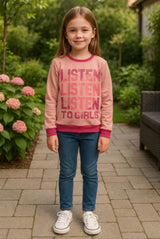 Clothe Funn Girls Fleece Sweatshirt, Peach