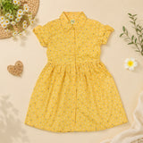 Clothe Funn Girls Cotton Polka Dot Printed Knee-Length Dress, Yellow