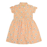 Clothe Funn Girls Cotton Floral Printed Knee-Length Dress, Orange