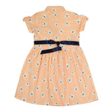Clothe Funn Girls Cotton Floral Printed Knee-Length Dress, Orange