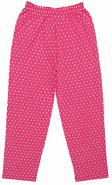 Clothe Funn Girls Printed Cotton Half Sleeves T-Shirt & Full Pant Nightwear Set, Off White & Pink