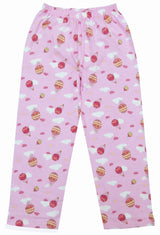 Clothe Funn Girls Printed Cotton Half Sleeves T-Shirt & Full Pant Nightwear Set, White & Pink AOP