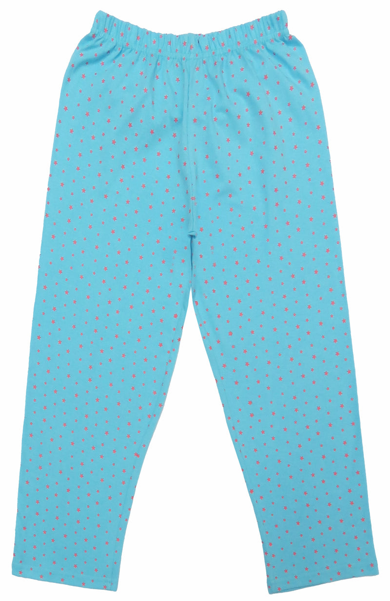 Clothe Funn Girls Printed Cotton Half Sleeves T-Shirt & Full Pant Nightwear Set, Baby Pink & T.Blue