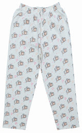 Clothe Funn Girls Printed Cotton Half Sleeves T-Shirt & Full Pant Nightwear Set, Pink & Off White