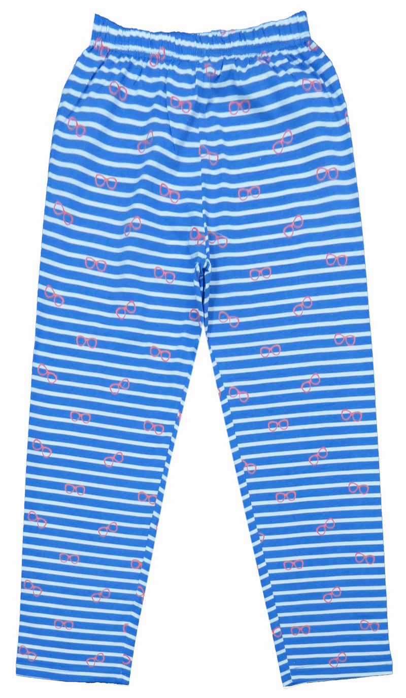 Clothe Funn Girls Printed Cotton Half Sleeves T-Shirt & Full Pant Nightwear Set, Coral & Sky