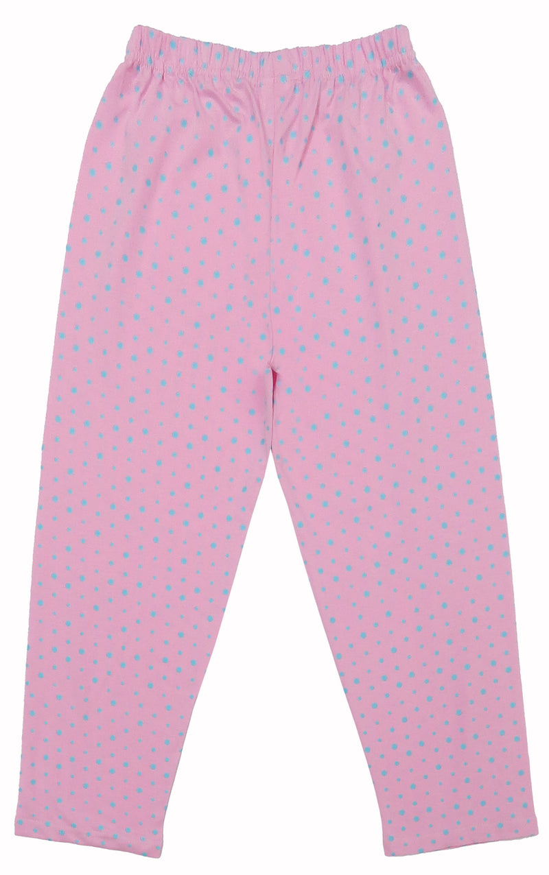 Clothe Funn Girls Printed Cotton Half Sleeves T-Shirt & Full Pant Nightwear Set, Sky Blue & Baby Pink