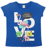 Clothe Funn Girls Printed Cotton Half Sleeves T-Shirt & Full Pant Nightwear Set, Royal Blue & White