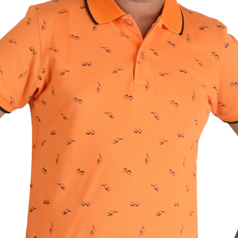Clothe Funn Boys Aop Polo T-Shirt, Orange