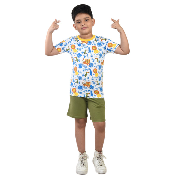 Clothe Funn Boys Set, Off-White/Olive