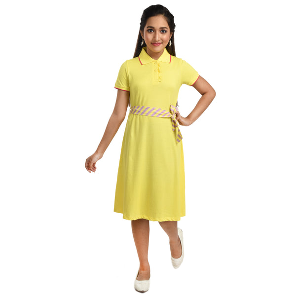 Clothe Funn Girls Kulti  Frock, Yellow