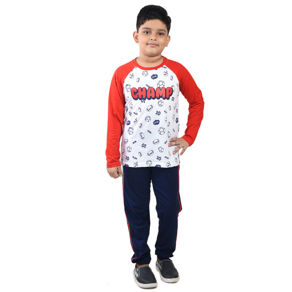 Clothe Funn Boys Set, WhiteAop/Navy