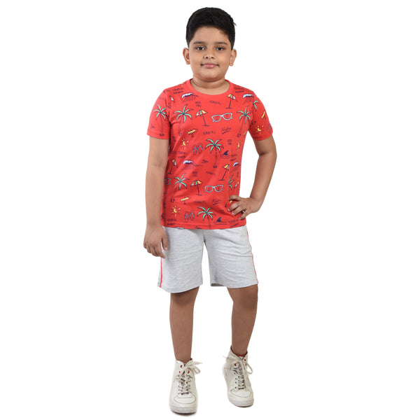 Clothe Funn Boys Set, Coral/Ecru Mel