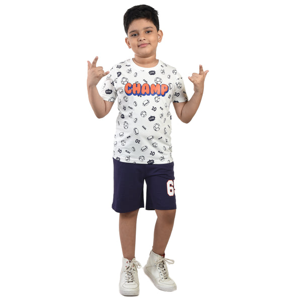 Clothe Funn Boys Set, White/Purple