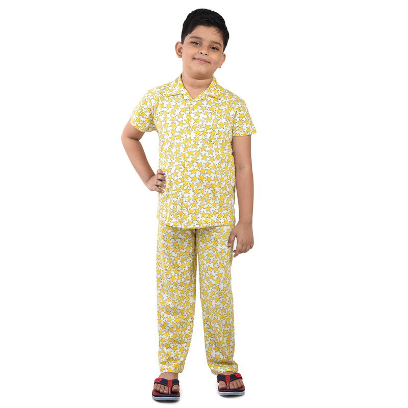 Clothe Funn Boys Night Suit, Yellow Star