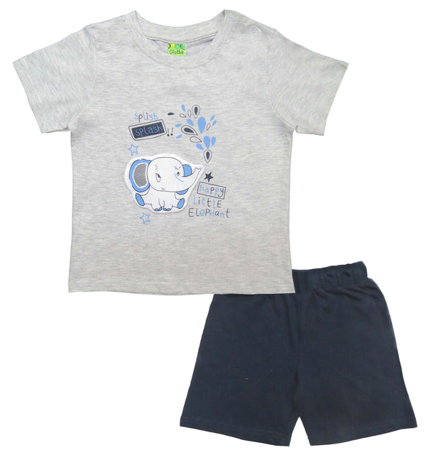 Clothe Funn Baby Boys Coordinate Set,Grey Melange/Navy