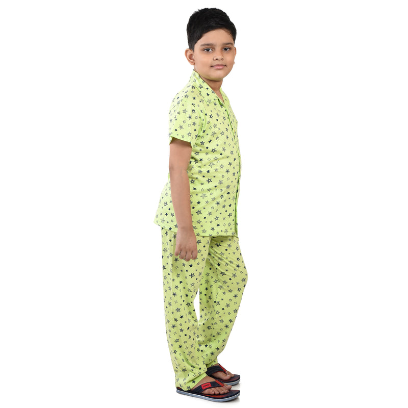 Clothe Funn Boys Night Suit, Lime Green