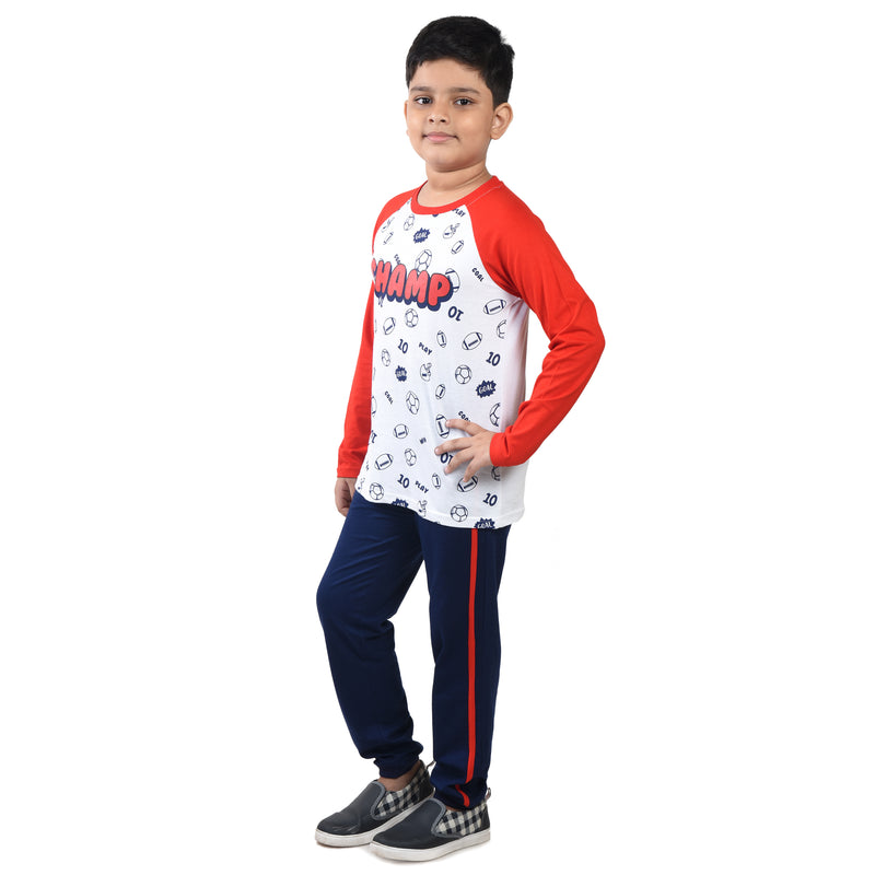 Clothe Funn Boys Set, WhiteAop/Navy