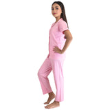 Clothe Funn Girls Night Suit, Baby Pink AOP