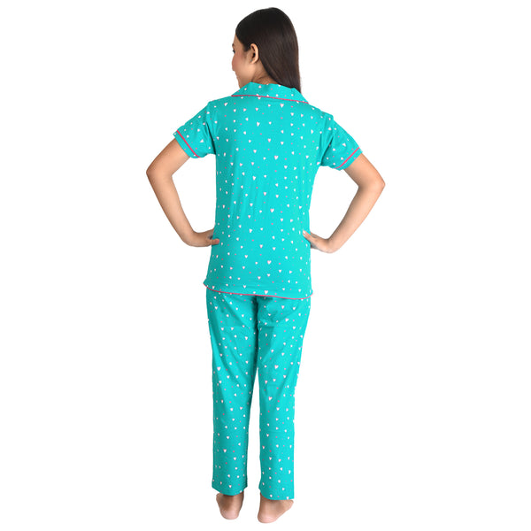 Clothe Funn Girls Night Suit, Sea Green