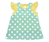 Clothe Funn New Born Baby Girls Dress, Yellow/Mint Green