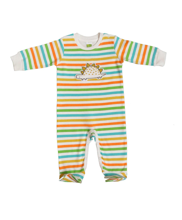 Clothe funn Baby Girls & Boys Sleepsuit, Off-White/Stripes (Pack Of 2)