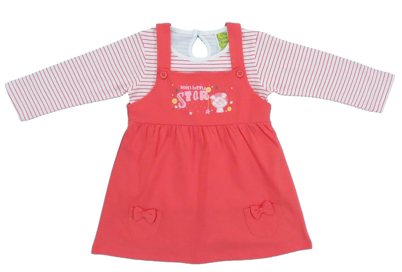Clothe Funn New Born Baby Girls Dress, Coral/White