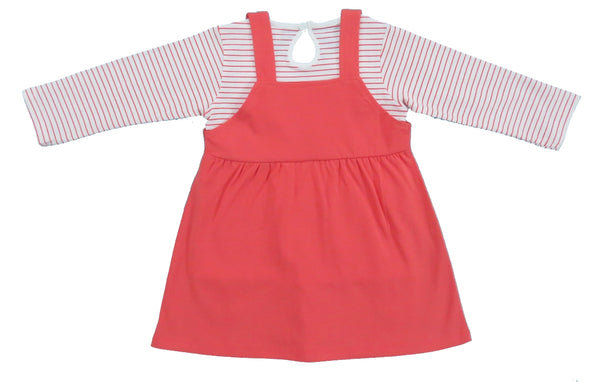 Clothe Funn New Born Baby Girls Dress, Coral/White