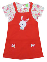 Clothe Funn New Born Baby Girls Dress, Peach/Red