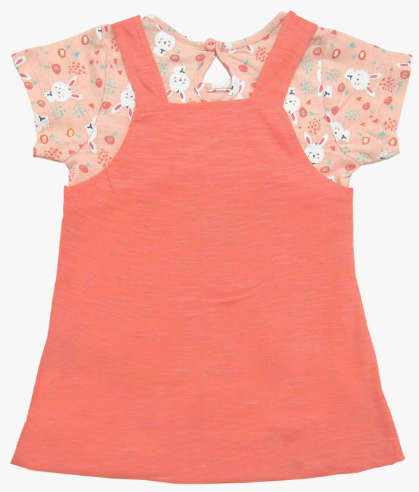 Clothe Funn New Born Baby Girls Dress, Peach/Coral