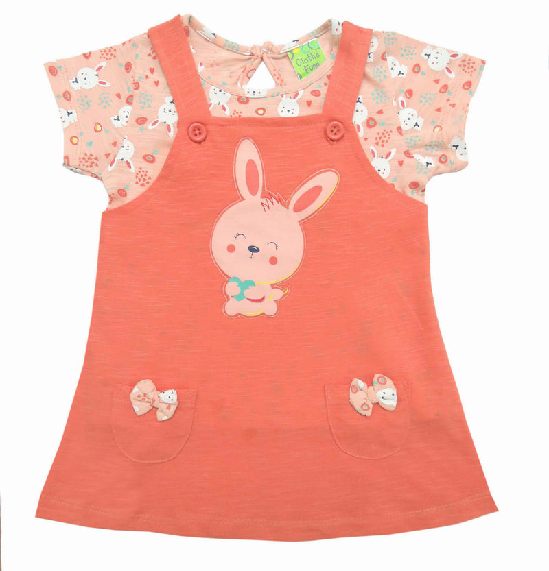 Clothe Funn New Born Baby Girls Dress, Peach/Coral