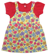 Products Clothe Funn New Born Baby Girls Dress, Yellow AOP/Fuschia