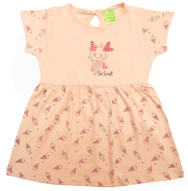 Clothe Funn Baby Girls Frock With Bloomer, Light Peach