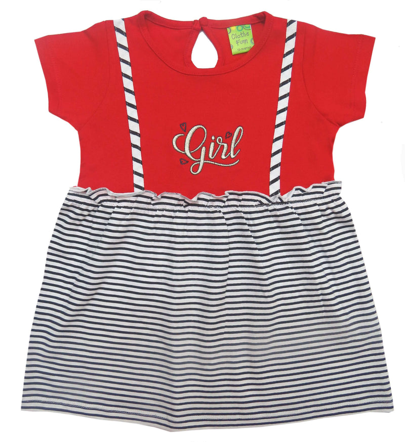 Clothe Funn Baby Girls Frock With Bloomer, Red/White Stripes