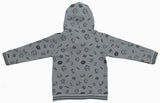 Clothe Funn Boys Hood Jacket With Zipper, Grey AOP