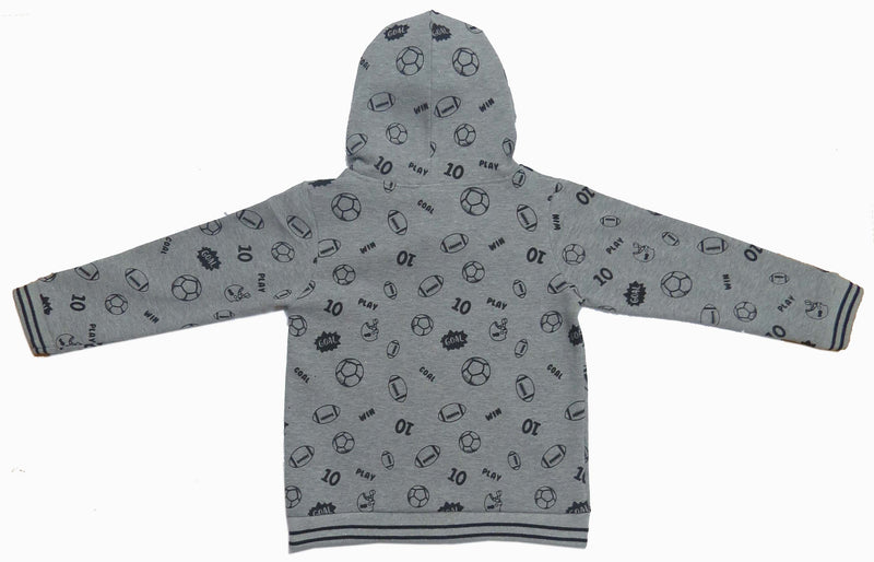 Clothe Funn Boys Hood Jacket With Zipper, Grey AOP