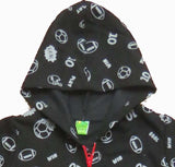 Clothe Funn Boys Hood Jacket With Zipper, Black AOP